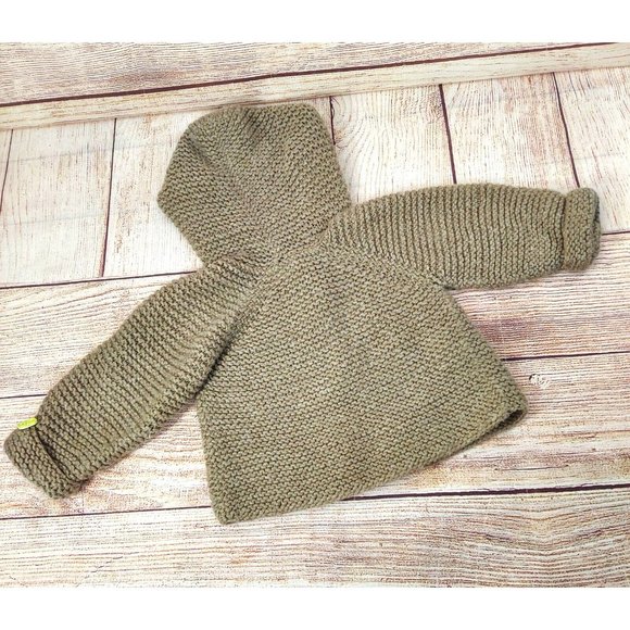 Baby Hooded Cardigan Sweater Handmade Wool Knitted Crochet Car Buttons Warm Top - Picture 8 of 8
